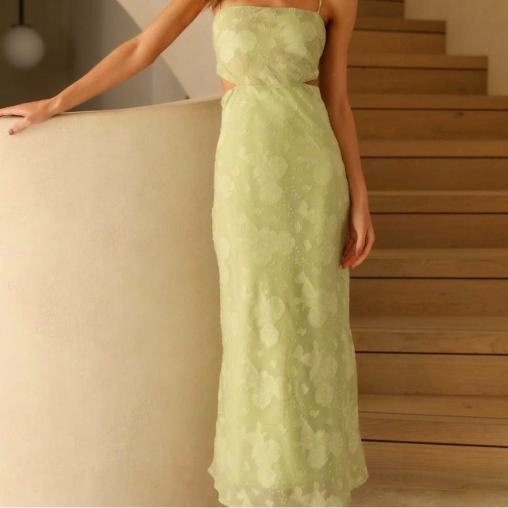Fortunate One light green maxi dress